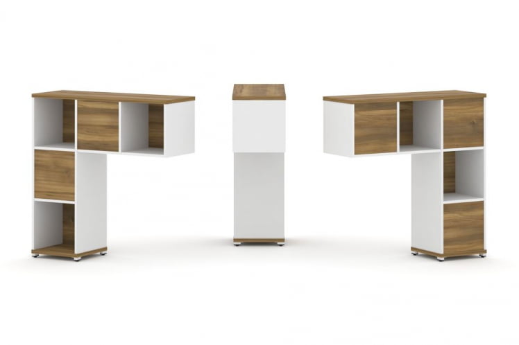 Надставка на стол низкая двухсторонняя + задняя стенка (5 шт.) CONCEPT CN.DNN-001 Сандал Янтарный Белый бриллиант Белый металл_0