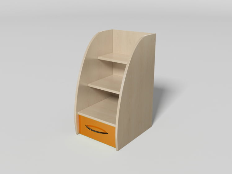 Лестница с ящиком №5 Дуб молочный/Красный_0