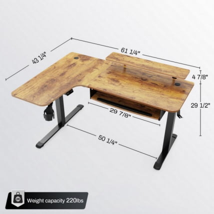 Стол для компьютера угловой (левый) c электрической регулировкой по высоте EUREKA ERK-L60L-RB_2