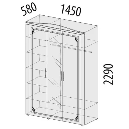 Шкаф трехдверный с зеркалом Версаль 99.12 Сосна Астрид Ваниль_1