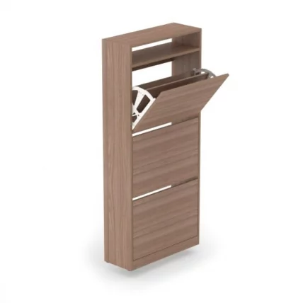 Тумба для обуви 3-х уровневая Ясень шимо тёмный_1