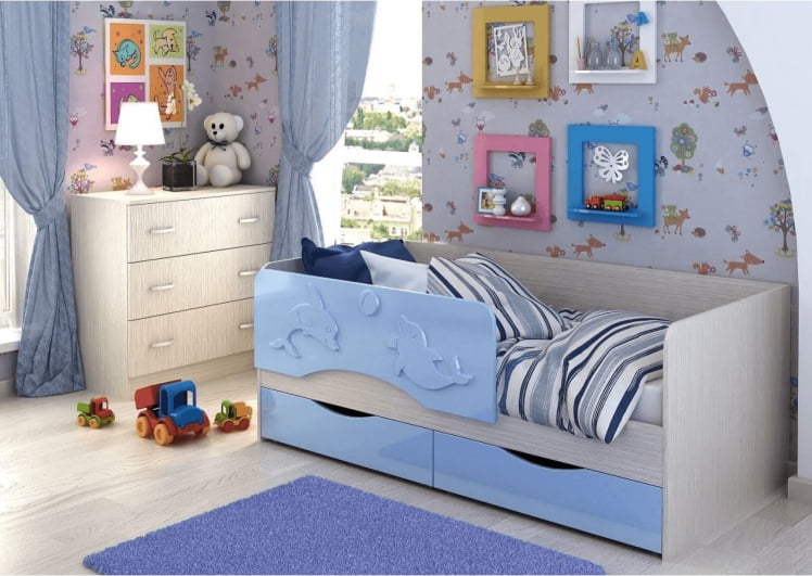 Детская кровать Алиса КР 811 Голубой металлик-Дуб Белфорд_0