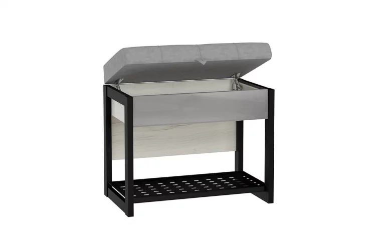 Банкетка 600 Техно ЛД 678.310.000 Дуб Крафт Белый Черный_1