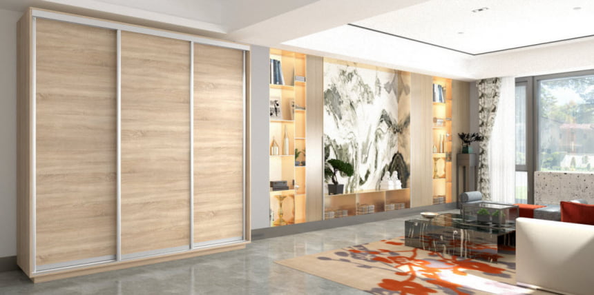 Шкаф-купе трехдверный Экспресс Трио Элемент 1800х2200h Дуб сонома_2