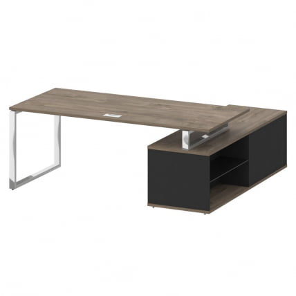 Стол руководителя с опорной греденцией , левый SHIFT SK.SRG-200 (L) Тиквуд Темный/Антрацит_1