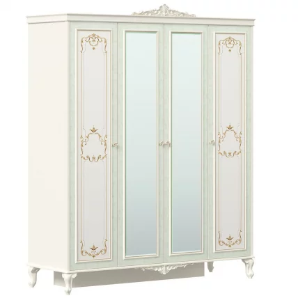 Шкаф четырехстворчатый с 2 зеркалами Луиза ЛД 665.111.000 Алебастр_0