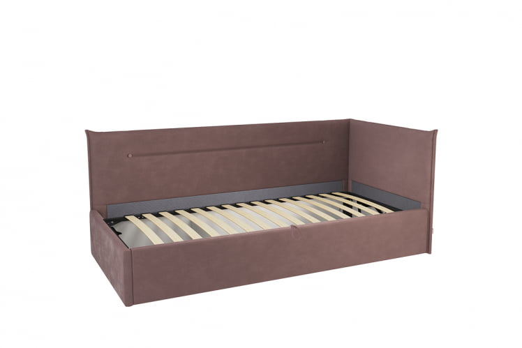 Кровать  0.9 Альба (Тахта) КМ.T-16 пудра (велюр)_1