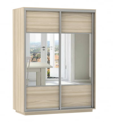 Шкаф-купе двухдверный Экспресс Дуо Комби 1600х2200h Ясень шимо светлый_0