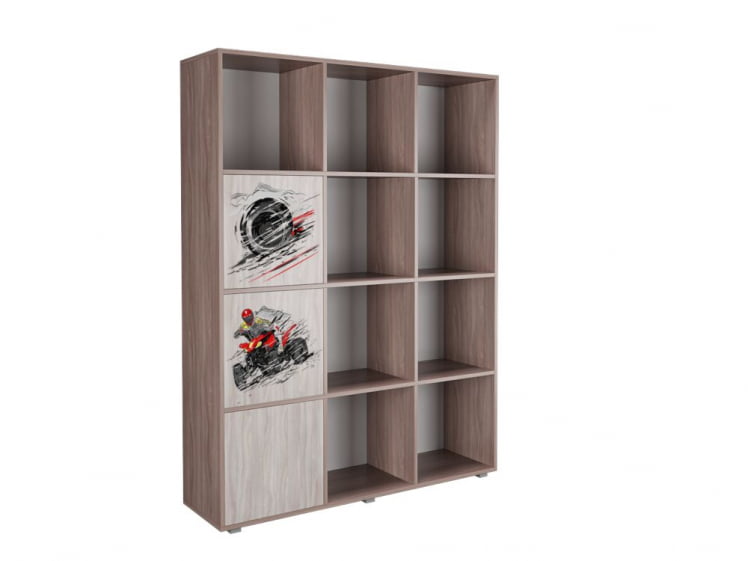 Стеллаж с фасадами ДМ 12 Ясень шимо темный/Венге_0