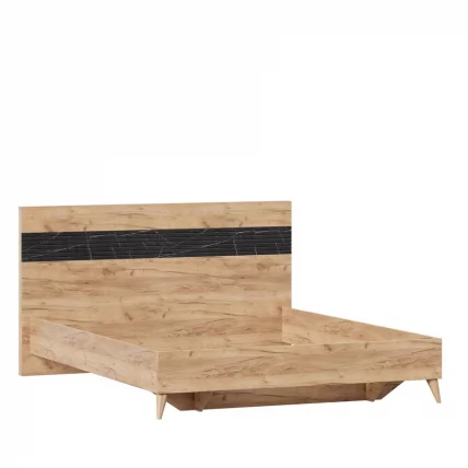 Кровать двуспальная 1600 Шелли с подъемным механизмом Дуб золотой Мрамор черный_3