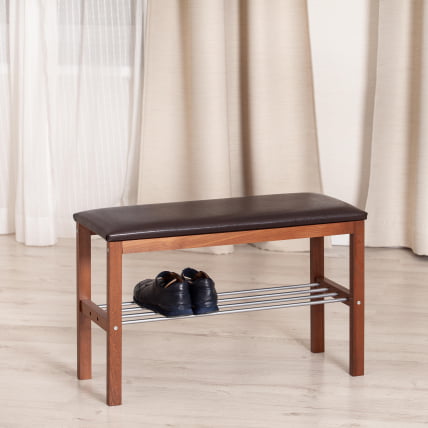 Банкетка BERYL дерево / экокожа, 67*31*49 см, темный орех/коричневый_5