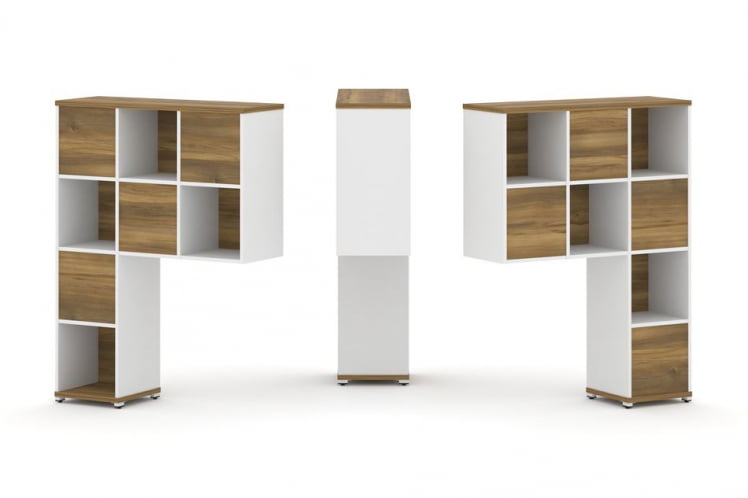 Надставка на стол высокая двухсторонняя + задняя стенка (8 шт.) CONCEPT CN.DNV-001 Сандал Янтарный Белый бриллиант Белый металл_0