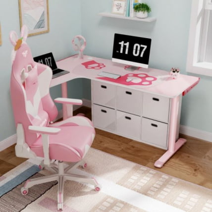 Стол письменный (для компьютера) угловой EUREKA ERK-L60R-PK-V2 (правый), розовый_9