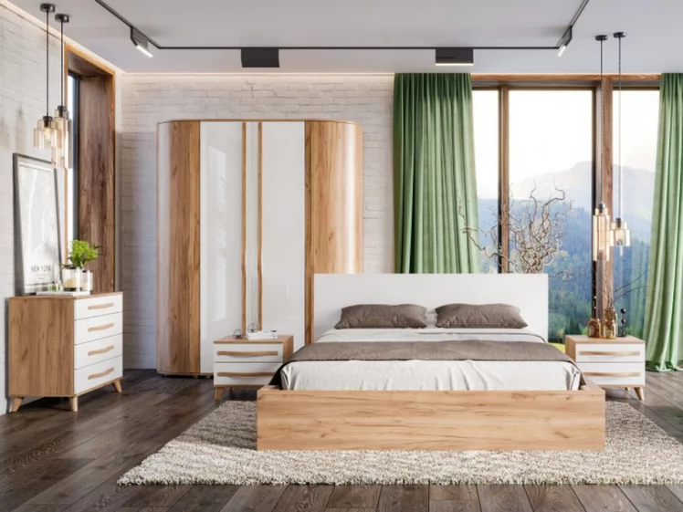 Тумба прикроватная Марта-2 ЛД 406.100.000 Дуб золотой Белый глянец_1