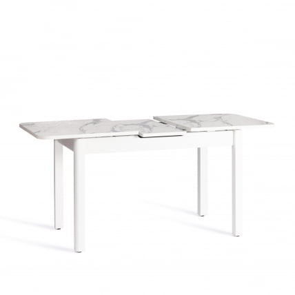 Стол ALIGERY ЛДСП/HPL/опора-массив березы , 130 х 75+30 х 75 см, Мрамор светлый/белый_4