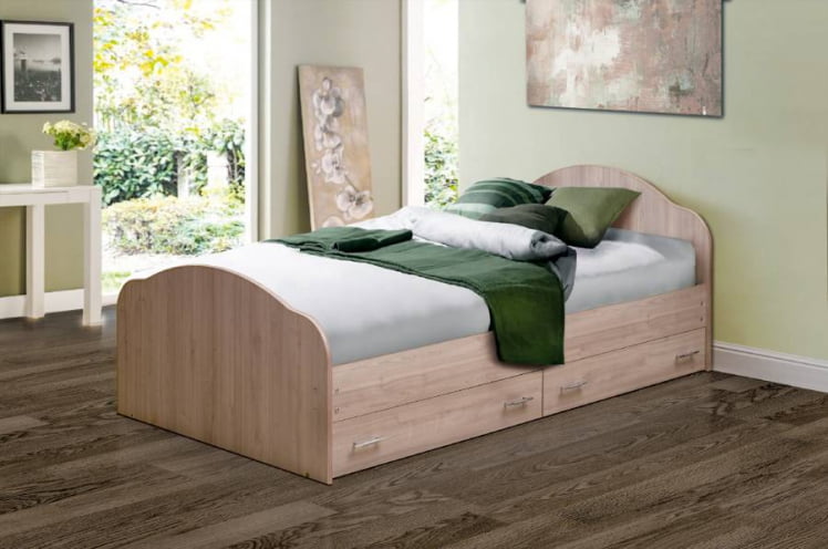 Кровать с ящиками на уголках №1 ЛДСП 1200*1900 Ясень Анкор темный_0