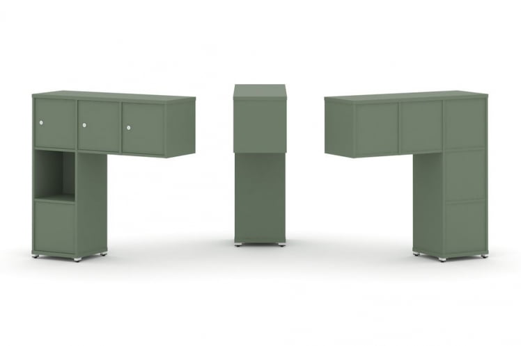 Надставка на стол низкая односторонняя + задняя стенка (5 шт.) + блок с 1-м ящиком (1 шт.) + распашной фасад (3 шт.) CONCEPT CN.ONN-006 Кобо Белый металл_0