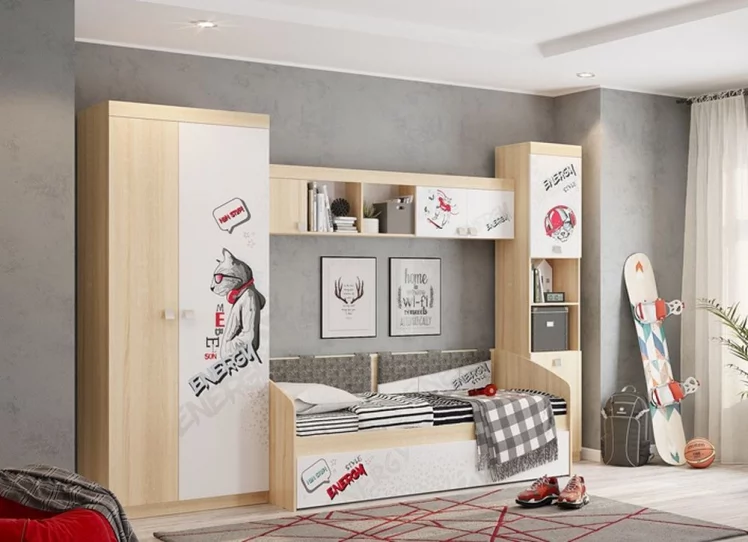 Кровать Энерджи MDE-07 Дуб сонома Белый_5