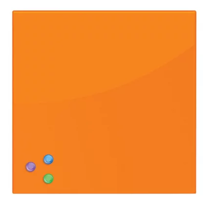 Доска магнитно-маркерная стеклянная BRAUBERG 45х45 см Оранжевая_0