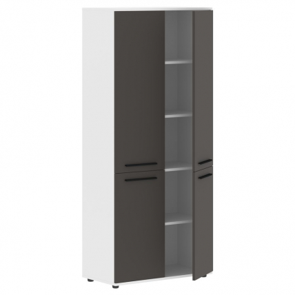 Шкаф с глухими средними и малыми дверьми EDIS EHCS 85.3 Мокко Черный Белый_1