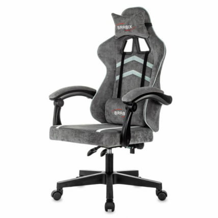 Кресло компьютерное BRABIX Shooter GM-12, 2 подушки, ткань, серое_6