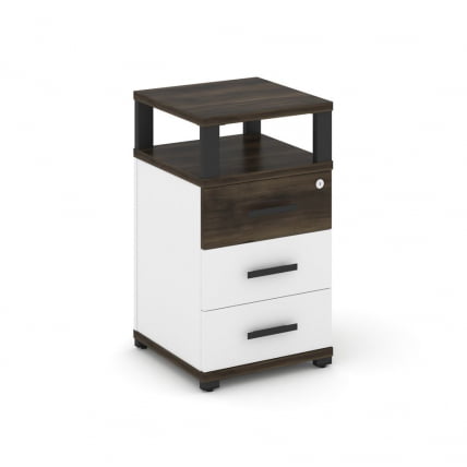 Тумба приставная с 3-мя ящиками и надставкой CONCEPT CN.TUP-003 B/W Дуб Мали Белый бриллиант Черный_0