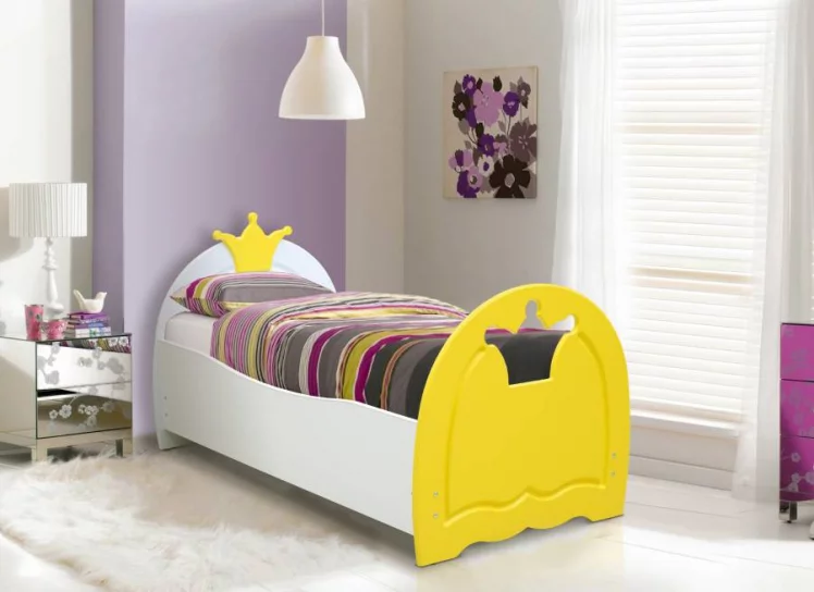 Кровать детская КОРОНА 800*1900 Белый/Желтый_0