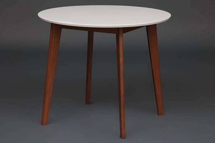 Стол обеденный BOSCO (Боско) основание бук, столешница мдф, D900, Белый + Коричневый_4