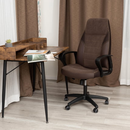 Кресло INTER (24) кож/зам/флок/ткань, коричневый, 36-36/6/TW-24_12