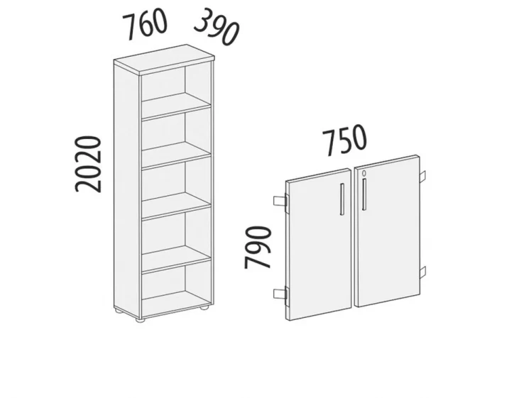Стеллаж закрытый Альфа 64 532 Дуб Кронберг_2