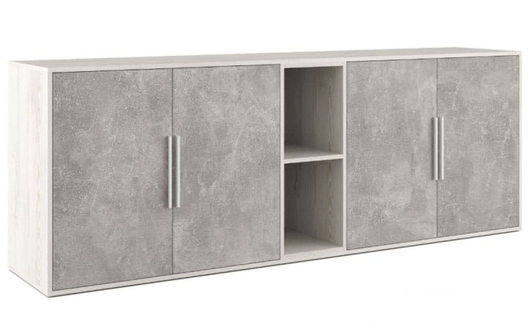 Шкаф низкий 4 створки, с нишей B-TONE BTN36153031 Сосна Бетон светлый_0