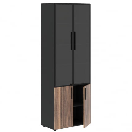 Шкаф комбинированный VELION VENEER VRHCS 80.2 Американский орех Яшма черная_1