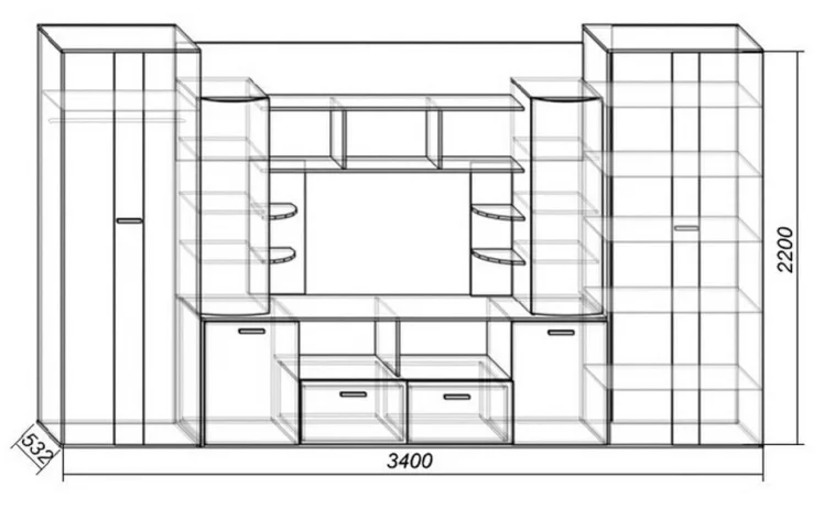 Стенка Элегия Ясень шимо светлый/темный_1