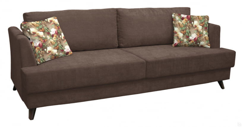 Диван-кровать Дамаск ТД 213. Лаундж 10 Коричневый/ Фибра 2505/02 Яркие цветы_0