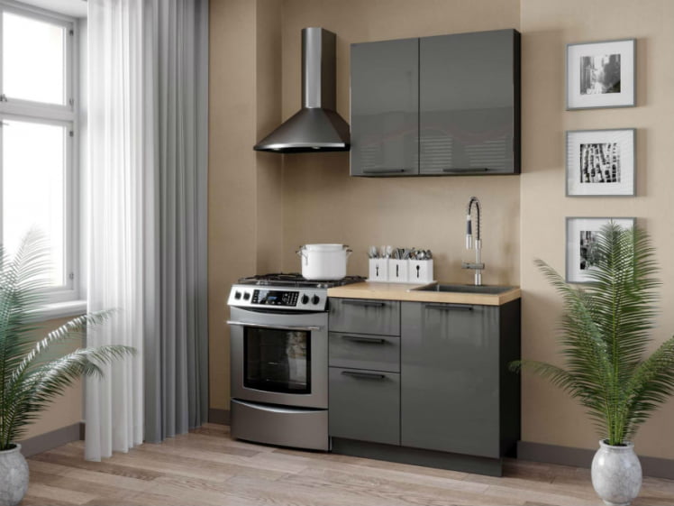 Кухонный гарнитур Герда №2 Чёрный/Антрацит глянец_0