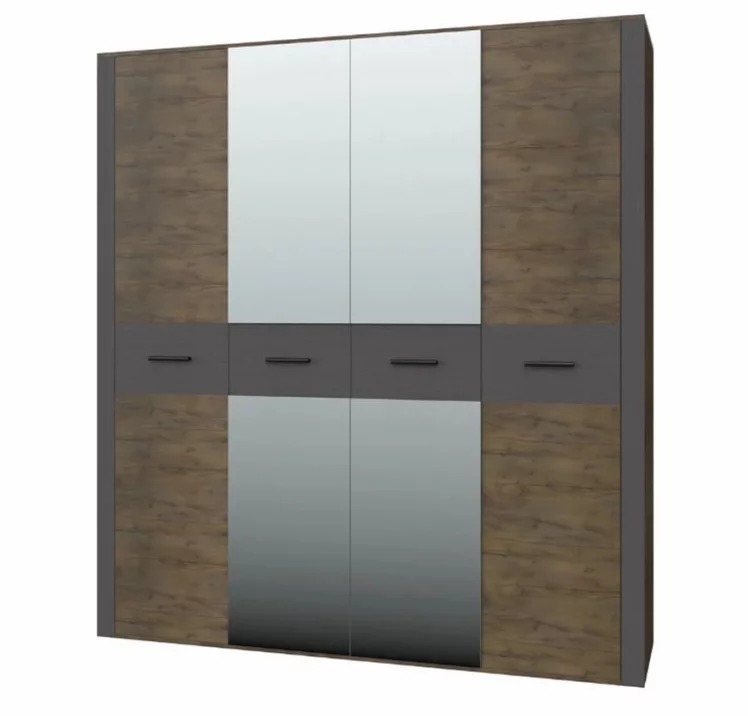 Шкаф четырехдверный Куба ШР-4 с зеркалом Таксус Вольфрам_0