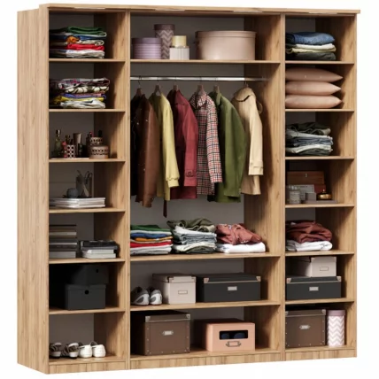 Шкаф четырехстворчатый с 2 зеркалами и декоративными накладками Фиджи 009 Дуб Золотой Белый_2