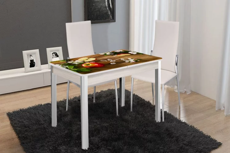 Стол раздвижной 1,35 Триумф, СТЕКЛО, опоры полуовал ХРОМ, Беленый дуб/282071285_0