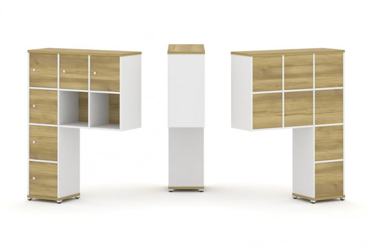 Надставка на стол высокая односторонняя + задняя стенка (8 шт.) + распашной фасад (6 шт.) CONCEPT CN.ONV-009 Дуб Винченцо Белый бриллиант Белый металл_0