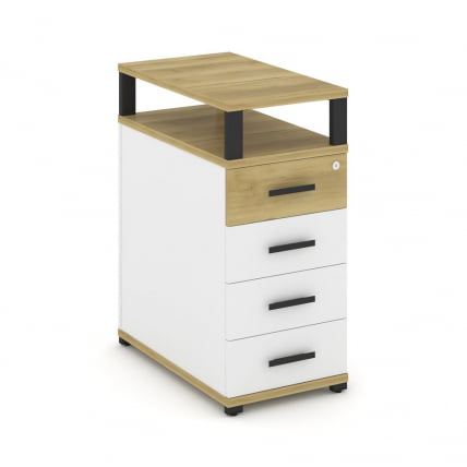 Тумба приставная с 4-мя ящиками и надставкой CONCEPT CN.TGO-003 B/W Дуб Винченцо Белый бриллиант Черный_0