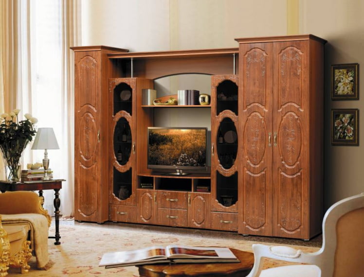 Набор мебели для гостиной Грация 8.1 МДФ глянец Вишня Оксфорд_0