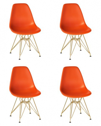 Стул обеденный ДОБРИН ДСР (ножки золотые, цвет оранжевый (О-02)) 4 шт / DOBRIN DSR (O-02))_0