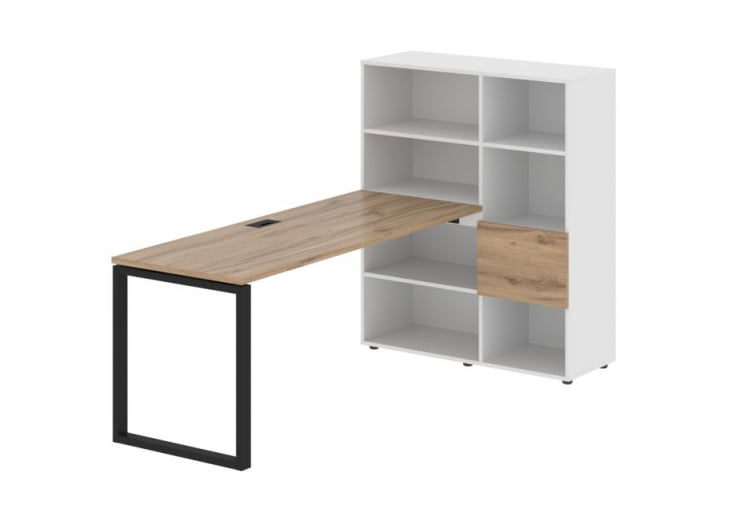 Рабочая станция EDIS EQRST 1117 Дуб Денвер светлый Черный Белый_0