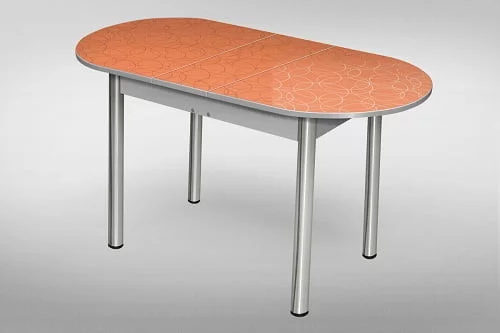 Стол обеденный Универсальный 32мм ХРОМ мет.напр. 3 кат. 103 2007 цветы ЛДСП серый_0