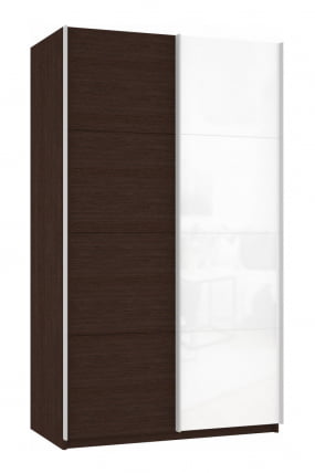 Шкаф-купе двухдверный Прайм 1400 ДСП/Белое стекло Венге_0