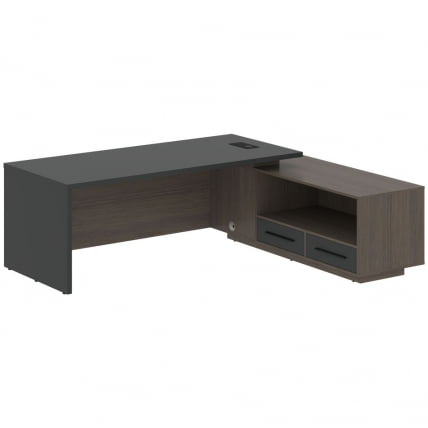 Стол руководителя правый VELION VCT 2319 R Яшма черный Дуб Сильвер_0