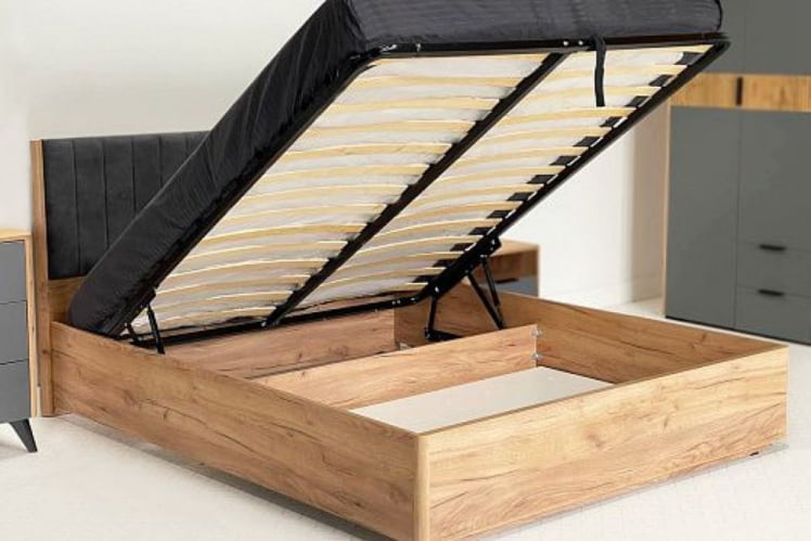 Кровать с подъемным механизмом 160х200 см Адам MSA-06 дуб крафт золотой/грей алькантара (велюр)_6