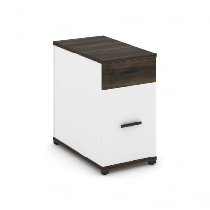 Тумба опорная/приставная с ящиком и распашным фасадом CONCEPT CN.TGO-005 B/W Дуб Мали Белый бриллиант Черный_0