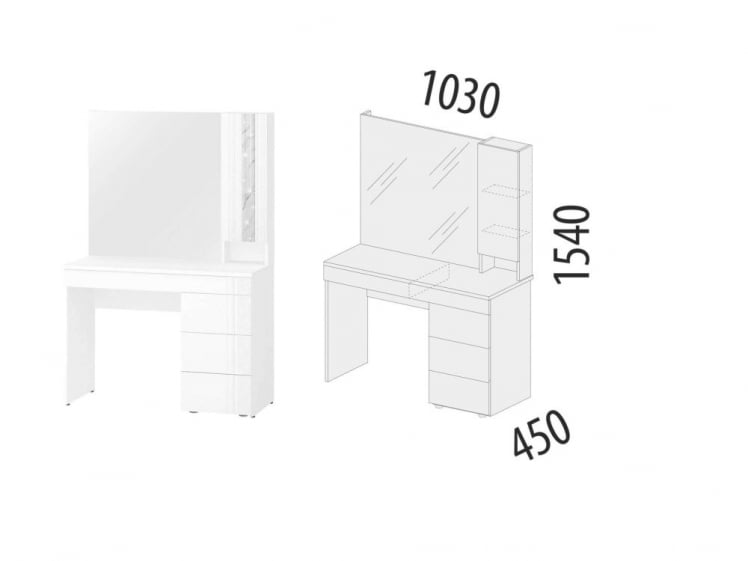 Туалетный столик (лев/прав) Николь 901.06_5