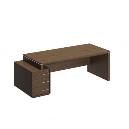 Стол руководителя правый на опорной тумбе малой VELAR ВЛ 149 ДТ Дуб табачный_0